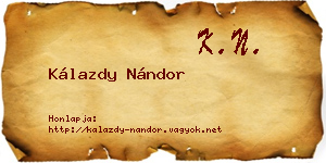 Kálazdy Nándor névjegykártya