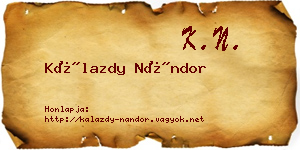 Kálazdy Nándor névjegykártya